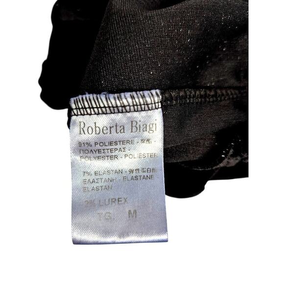 Roberta Biagi Italy ItBlack Velvet shimmer Poly blend LS Middy Top  Sz M - Picture 7 of 7